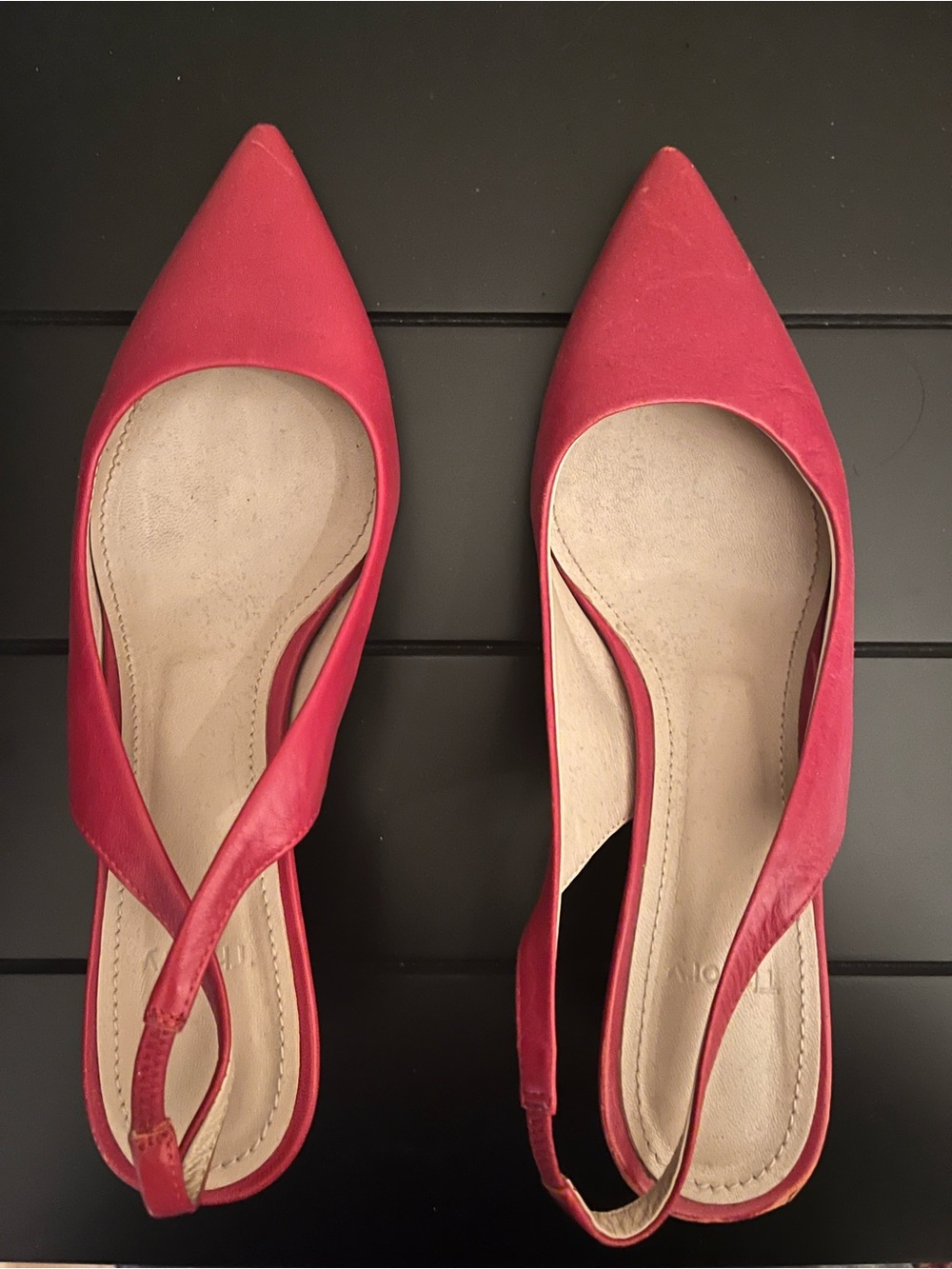 Theory - Red Leather Slingback City Kitten Heels - size 36 - Picture 1 of 6